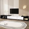Moderner TV-Schrank (140-260 cm) in schwarzer Marmoroptik mit weißem Hochglanz und goldenen Akzenten, 140-260x40x30cm Bild 5