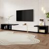 Moderner TV-Schrank (140-260 cm) in schwarzer Marmoroptik mit weißem Hochglanz und goldenen Akzenten, 140-260x40x30cm Bild 2