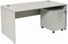 Furni24 Schreibtisch fürs Arbeitszimmer und Home Office - Großer laminierter Computertisch aus Holz, 2 Kabeldurchlässe (Grau, inkl. Monitorständer und Kabelkanal,180 x 80 x 75 cm) Bild 3