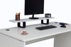 Furni24 Schreibtisch fürs Arbeitszimmer und Home Office - Großer laminierter Computertisch aus Holz, 2 Kabeldurchlässe (Grau, inkl. Monitorständer und Kabelkanal,180 x 80 x 75 cm) Bild 2