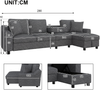 Merax L-Form Sofa, 4-Sitzer + Chaiselongue Ecksofa, 280×136×82cm, Chaiselongue mit aufklappbarem Stauraum, klappbare Rückenlehne mit Getränkehaltern, multifunktionales modulares Sofa, Chenille, Grau Bild 4