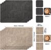 Myir JUN Tischsets Leder Platzdeckchen 6er Set abwaschbar Kunstleder Grau Beige Bild 2