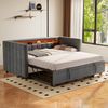Schlafsofa 90x190 cm Samt mit LED & USB‑C, ausziehbares Gästebett mit Stauraum,Dunkelgrau Bild 3