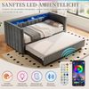 Schlafsofa 90x190 cm Samt mit LED & USB‑C, ausziehbares Gästebett mit Stauraum,Dunkelgrau Bild 5