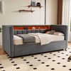 Schlafsofa 90x190 cm Samt mit LED & USB‑C, ausziehbares Gästebett mit Stauraum,Dunkelgrau Bild 2