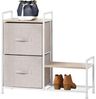 Regalsystem Schrank Holzablage mit 2 Stoffschubladen mDesign Metallrahmen beige Bild 1