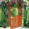 Rosenbogen Braun mit Türen Spalier Rankhilfegitter Holz Pergola Garten Torbogen Bild 2