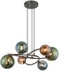 LED Hängeleuchte, grau matt, Glaskugeln mehrfarbig, H 120 cm Bild 2