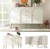 Merax Sideboard, Kommode mit 2 Türen und 3 Schubladen, Verstellbare Ablage, Creme-Weiß-H84/B140/T40 cm Bild 4