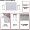 Kücheninsel HWC-P61 mit 2 Sitzhockern, Küchenschrank Schublade Staufächer MDF 90x120x45cm ~ weiß, Marmor-Optik schwarz Bild 2