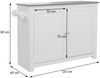 Kücheninsel HWC-P61 mit 2 Sitzhockern, Küchenschrank Schublade Staufächer MDF 90x120x45cm ~ weiß, Marmor-Optik schwarz Bild 3