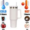 Somerway 1182ml Edelstahl Kaffeebecher to Go Vakuum Isolierbecher mit Griff Blau Bild 2