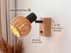 Wandstrahler TAVAR mit Schalter, Holz & Rattan Korbgeflecht, Breite 10,5cm Bild 3
