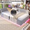 Odikalo Schlafsofa Polsterbett 90x200 140x200 mit Bettkasten & LED, mit LED-Beleuchtung, Tape-C und zwei USB-Anschlüssen, L-förmiger weicher Rückenlehne, Samtstoff, Hydraulischem Bettgestell, Beige / Grau (Matratze nicht im Lieferumfang enthalten) Bild 3