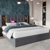 Polsterbett 140x200 cm mit Stauraum, USB, Typ-C & kabellosem Laden – grau Bild 3