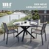 MR. DEKO Gartentisch rund Almeria – Ø120 cm, Aluminium, Keramikoptik, hellgrau (Aluminium-Tisch mit gesintertem Stein – ideal für Outdoor & Balkon, 1-St), Wetterfest & kratzfest – höhenverstellbar, stabile Tischplatte Bild 2