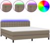 vidaXL Boxspringbett mit Matratze & LED Taupe 160x200 cm Stoff 3133489 Bild 2