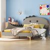 Merax 140*200cm Polsterbett, Flachbett, PU Material, Grau Bild 3