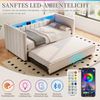 LVHOM Daybett 90x190cm, Schlafsofa mit Ausziehbett, Sofabett mit LED-Beleuchtung, USB-C-Anschluss und Ablagefächern, Einzelbett aus Samtstoff, Kinderbett, Beige Bild 4