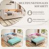 LVHOM Daybett 90x190cm, Schlafsofa mit Ausziehbett, Sofabett mit LED-Beleuchtung, USB-C-Anschluss und Ablagefächern, Einzelbett aus Samtstoff, Kinderbett, Beige Bild 3