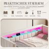 LVHOM Daybett 90x190cm, Schlafsofa mit Ausziehbett, Sofabett mit LED-Beleuchtung, USB-C-Anschluss und Ablagefächern, Einzelbett aus Samtstoff, Kinderbett, Beige Bild 5
