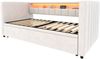 LVHOM Daybett 90x190cm, Schlafsofa mit Ausziehbett, Sofabett mit LED-Beleuchtung, USB-C-Anschluss und Ablagefächern, Einzelbett aus Samtstoff, Kinderbett, Beige Bild 2