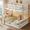 Merax Etagenbett, Kinderbett 90x200cm+140x200cm, Hochbett mit Leiter, Bettgitter, ohne Matratze, Weiß + Natur Bild 3