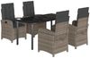vidaXL 5-tlg. Garten-Essgruppe mit Kissen Grau Poly Rattan 3212364 Bild 2