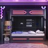 Merax Etagenbett, 90 × 200 cm, Jugendbett, Hochbett, mit Stauraum und kleiner Treppe im Schrankstil, mit LED-Beleuchtung, Hohem Geländer, Schwarz Bild 2