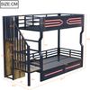 Merax Etagenbett, 90 × 200 cm, Jugendbett, Hochbett, mit Stauraum und kleiner Treppe im Schrankstil, mit LED-Beleuchtung, Hohem Geländer, Schwarz Bild 4