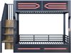 Merax Etagenbett, 90 × 200 cm, Jugendbett, Hochbett, mit Stauraum und kleiner Treppe im Schrankstil, mit LED-Beleuchtung, Hohem Geländer, Schwarz Bild 5