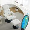 Relaxsessel Fernsehsessel, mit Liegefunktion, 5-Punkte-Massage, elektrischer Heizfunktion, inkl. Hocker, 360° drehbar, Chenille-Stoff, weiß Bild 4