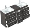 Stand Doppel Badmöbel Vitro Modern inkl. Glasbecken SoftClose anthrazit gemasert : Anthrazit gemasert Bild 4