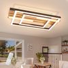 ZMH LED Deckenleuchte Dimmbar Holz Deckenlampe: 2/3-Ringen WohnzimmerlampeLED fest integriert, 3000-6500K, Schwarz Deckenbeleuchtung mit Fernbedienung Design Bild 1