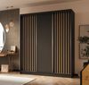 AX LIVING Cabinio 180 Schwebetürenschrank Schwarz mit Artisan Lamellen Bild 2