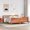 vidaXL Massivholzbett mit Kopfteil Wachsbraun 200x200 cm Kiefer 3306293 Bild 3