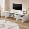 TV-Schrank Lowboard asymmetrisches Bogenrelief Vier Türen Mehrfachstauraum Massivholzbeine Wohnzimmer Bild 3