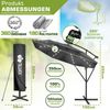 tillvex Alu Ampelschirm Anthrazit LED Solar Ø 350 cm mit Kurbel | Sonnenschirm mit An-/Ausschalter | Gartenschirm UV-Schutz Aluminium | Kurbelschirm mit Ständer Marktschirm wasserdicht Bild 2