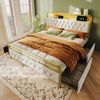 Flieks Metallbett, LED Polsterbett Doppelbett 140x200cm mit Ladenfunktion + 4 Schubladen Bild 5