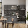 Küchenzeile R-Line Schwarz Beton/Anthrazit 240 cm ohne Arbeitsplatte Vicco Bild 4