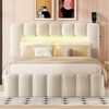 Flieks Polsterbett, LED Beleuchtung Doppelbett mit 4 Schubladen und USB-Aufladen 140x200cm Bild 4