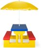 COIL Garten-Kindersitzgruppe Kinder-Picknicktisch mit Sonnenschirm 107 x 67 x 135 cm, 5 kg, (4-tlg), verschiedene Farben, Kunststoff UV-beständig, für Kinder ab 3 Jahren Bild 2