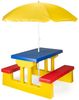 COIL Garten-Kindersitzgruppe Kinder-Picknicktisch mit Sonnenschirm 107 x 67 x 135 cm, 5 kg, (4-tlg), verschiedene Farben, Kunststoff UV-beständig, für Kinder ab 3 Jahren Bild 3