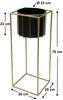 DanDiBo Blumenhocker mit Topf Metall Gold Schwarz Eckig L 70 cm Blumenständer 96035 Blumensäule Modern Pflanzenständer Pflanzenhocker Bild 2