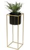DanDiBo Blumenhocker mit Topf Metall Gold Schwarz Eckig L 70 cm Blumenständer 96035 Blumensäule Modern Pflanzenständer Pflanzenhocker Bild 4