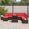 vidaXL Gartensofa-set mit Kissen 9 pcs Braun und Rot Poly-Rattan 3349240 Bild 3