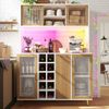 Merax Aufbewahrungsschrank / Multifunktions-Küchenschrank / Buffetschrank, 120x40x170cm, mit LED-Beleuchtung, Weinregal & Snackregal, 5 Türen, integrierte Steckdose, Weiß Bild 3