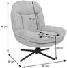 Relaxsessel HWC-P32, Fernsehsessel Nosagfederung Polstersessel, drehbar Metall Stoff/Textil Chenille (370 g/m²) ~ grau Bild 3