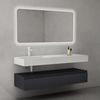 doporro Waschbeckenunterschrank Badmöbel Set Holzstruktur Schubladen Unterschrank Soft-Close MDF UP Bild 2