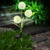 2er Set LED Solarleuchte, Pusteblume gelb, Edelstahl, H 75 cm Bild 3